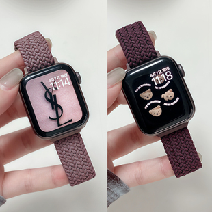 适用iwatch表带S10苹果手表s987小蛮腰尼龙磁吸applewatch腕带女