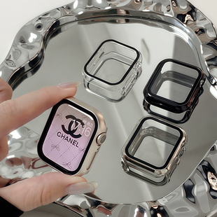 适用iwatch苹果手表s10保护壳膜一体表壳applewatch钢化膜防摔刮