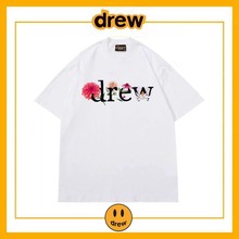 T恤潮牌欧美高街贾斯汀比伯宽松情侣款 纯棉上衣 Drew字母花朵短袖