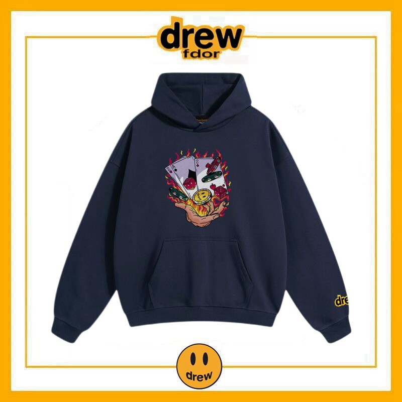 drew火焰筹码笑脸连帽卫衣图片