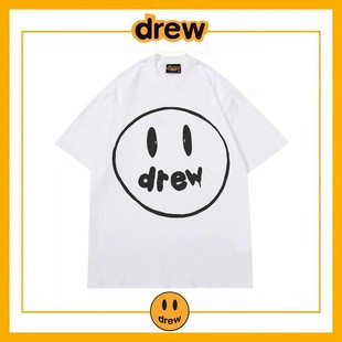 Drew大圆圈笑脸短袖 T恤潮牌欧美高街贾斯汀比伯宽松情侣纯棉上衣