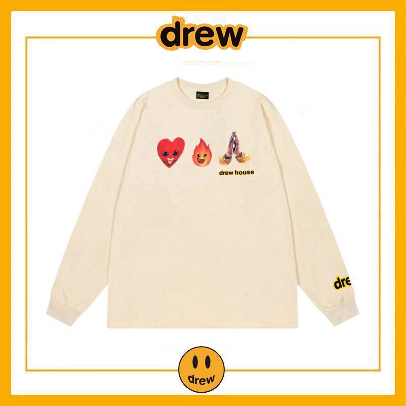 DrewHouse长袖T恤笑脸爱心火焰图片