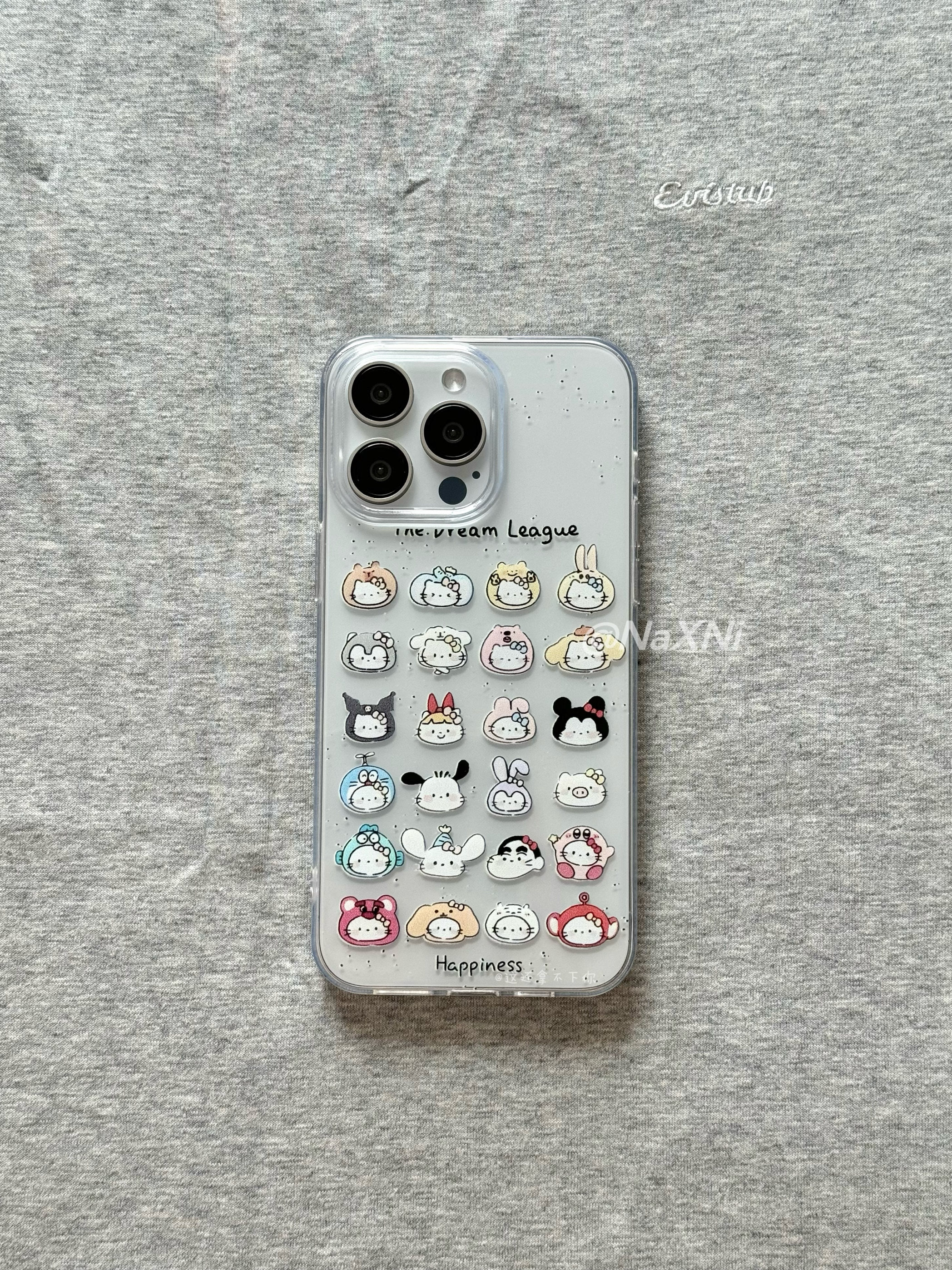 满屏可爱三丽鸥头套kitty适用于iphone17ProMax手机壳新款苹果15pro卡通凯蒂猫保护套16透明磨砂硅胶软壳