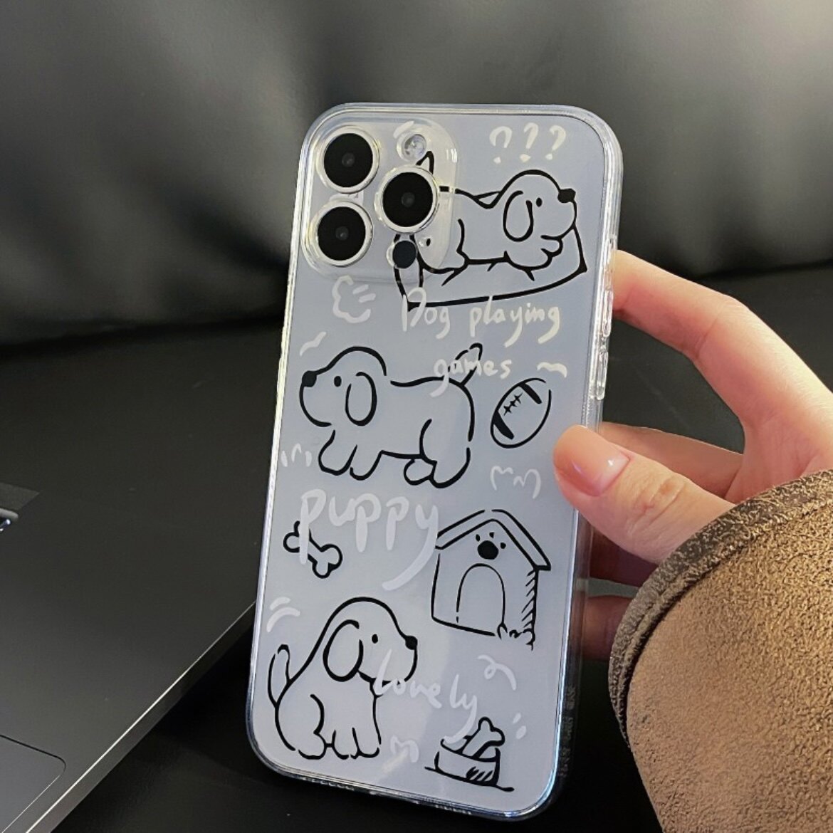小狗的日常记录适用iPhone17promax透明手机壳苹果15pro电镀硅胶16可爱华为mate60pro安卓软壳