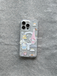 ins风蛋糕天使凯蒂猫适用于iphone17ProMax手机壳新款苹果15pro可爱kitty大孔全包保护套16透明磨砂硅胶软壳