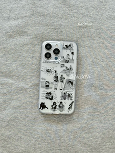 苏打suda菅田将晖花束般的恋爱漫画适用iPhone15promax手机壳新款卡通苹果14Pro大孔全包小众透明硅胶软壳