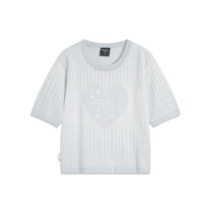 李宁正品迪士尼桑普兔联名系列女子修身针织短袖编织衫AMBU248