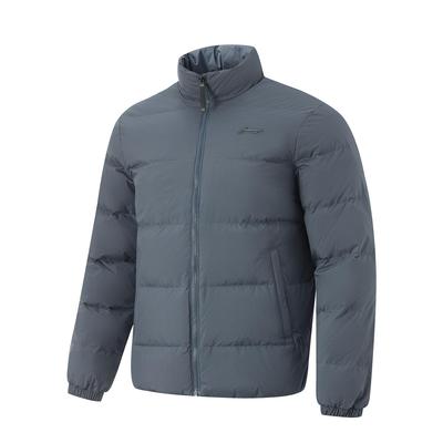 李宁正品健身系列男子防泼水时尚休闲立领鸭绒短款羽绒服AYMU083