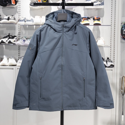 李宁正品健身系列男子防泼水三合一羽绒内胆户外冲锋衣AWBU029-3