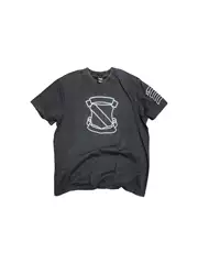 Lmyer Number Nine 06Archive Shield Classic Washed Distressed Ripped Short-Sleeve Black and White T-Shirt