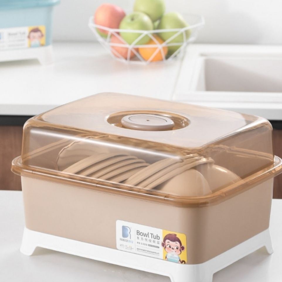 家用厨房透明碗碟收纳盒特大号小号一人塑料沥水碗筷箱碗架防蟑螂