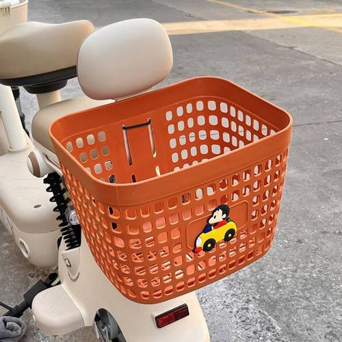 电动车车筐后置储物篮大容量可爱卡通电瓶车后尾置物兜收纳篮车篓
