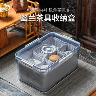 茶杯收纳盒高档透明带盖防尘家用大号茶桌储物盒茶壶杯子茶具收纳