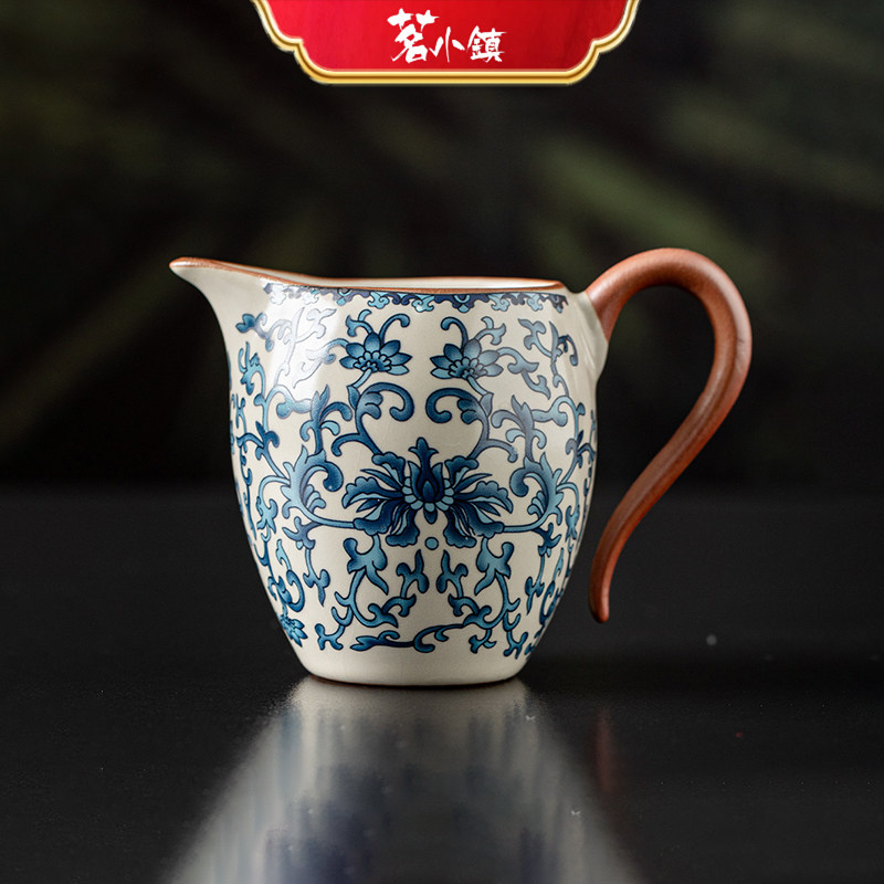 米黄汝窑美人公道杯功夫茶具陶瓷手柄防烫单个茶海家用分茶器匀杯
