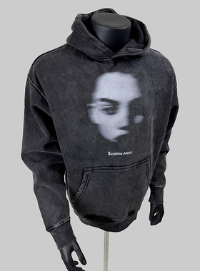 SCORPIO ARIES 美式高街水洗重磅连帽卫衣男宽松情侣休闲长袖外套