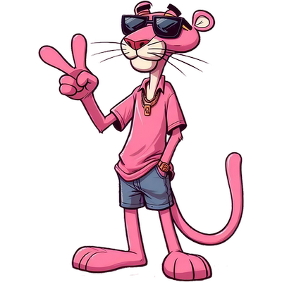 网红个性粉红豹贴纸装饰自贴卧室行李箱墙面室内门窗车贴自粘防水