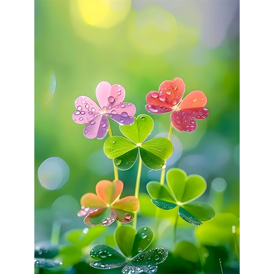 清新幸运四叶草贴画客厅卧室浴室玻璃推拉门装饰海报防水自粘贴