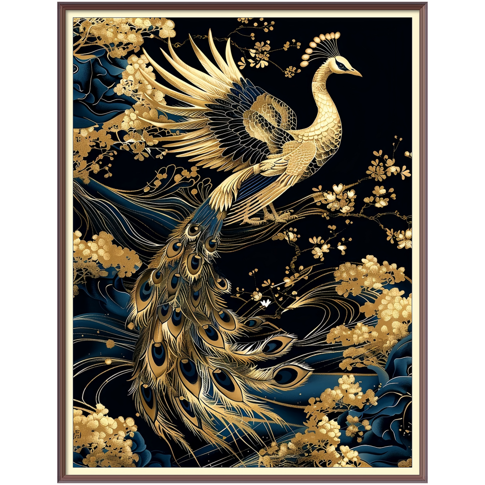 超级精美孔雀贴纸客厅卧室走廊过道高级装饰自粘贴画防水中式图片