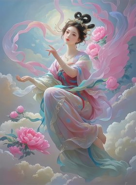 超美仙女下凡海报客厅卧室浴室出租房墙面古风美人贴画防水自粘贴