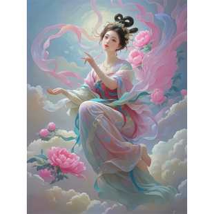 超美仙女下凡海报客厅卧室浴室出租房墙面古风美人贴画防水自粘贴