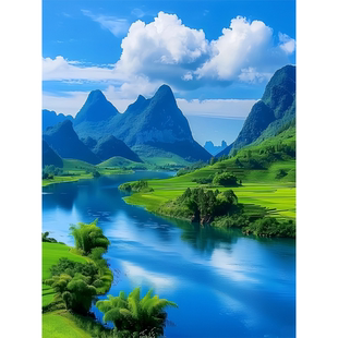超美喀斯特山水风景图客厅卧室浴室室内墙面自然风景贴画自粘防水