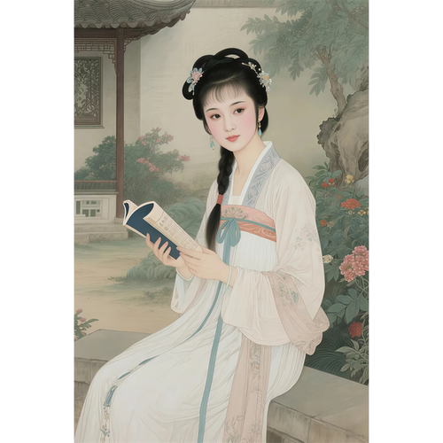 古代大家闺秀海报客厅卧室书房古风美女仕女贴画墙贴防水自粘遮瑕