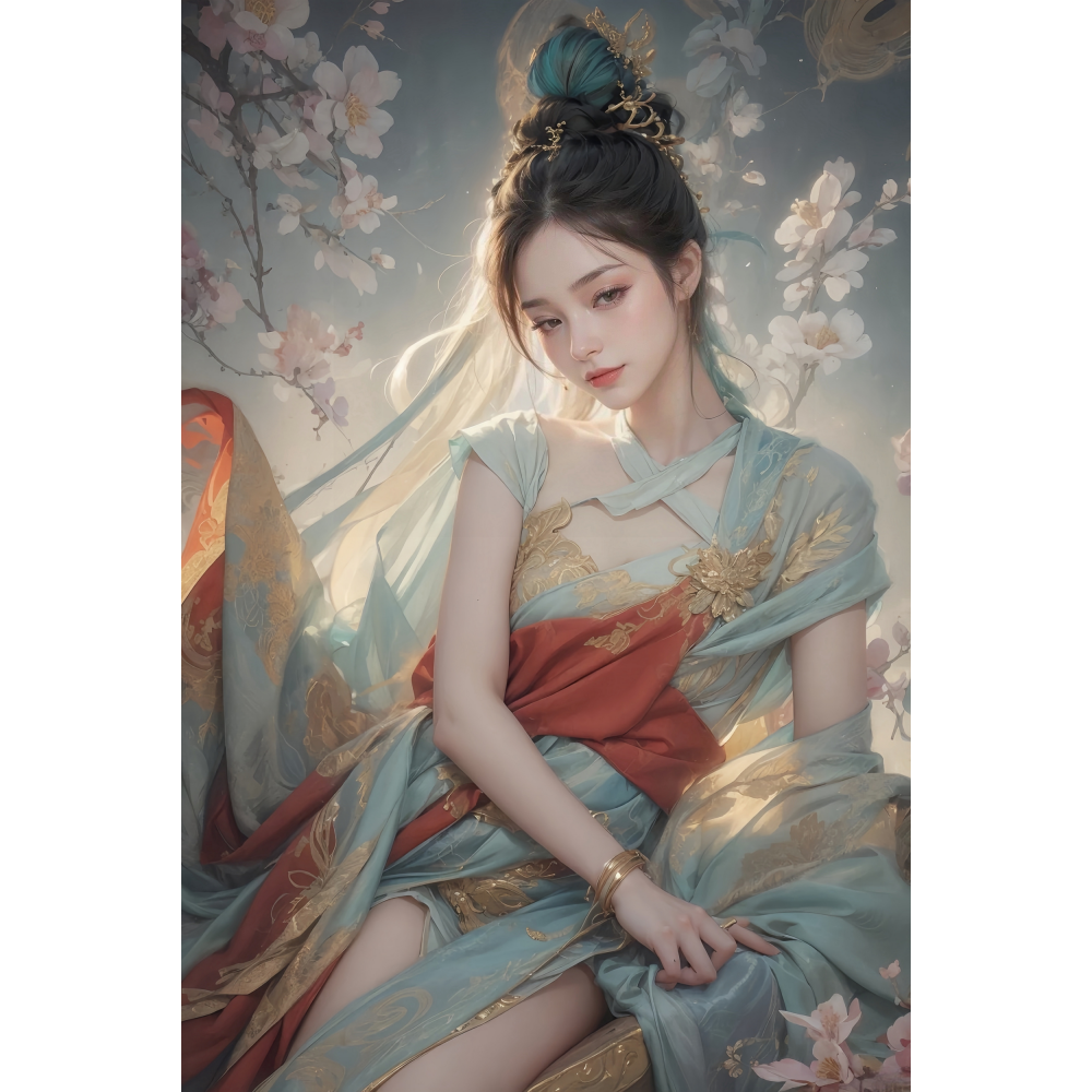 古风性感美少女贴纸客厅卧室出租房装饰自粘贴画海报中式创意简约