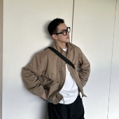 纯色立领风衣外套男美式 王几又 春秋季 休闲宽松高级感夹克上衣