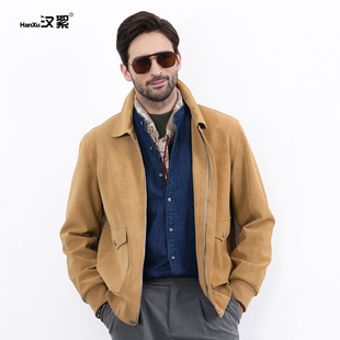 外衣 潮流PU皮夹克男麂皮工装 汉絮时尚 高级感翻领皮衣外套男秋冬季