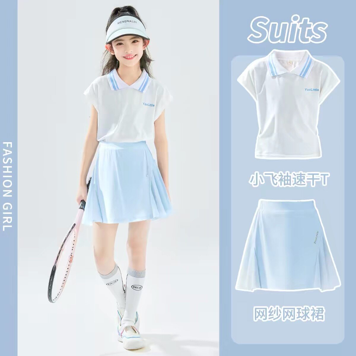 儿童网球服夏季速干衣短袖2026新款女童运动套装羽毛球训练服透气图片