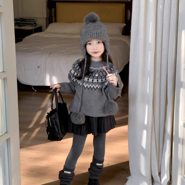 女童半身裙秋冬装2025新款儿童洋气百褶裙女孩学院风百褶裙短裙潮