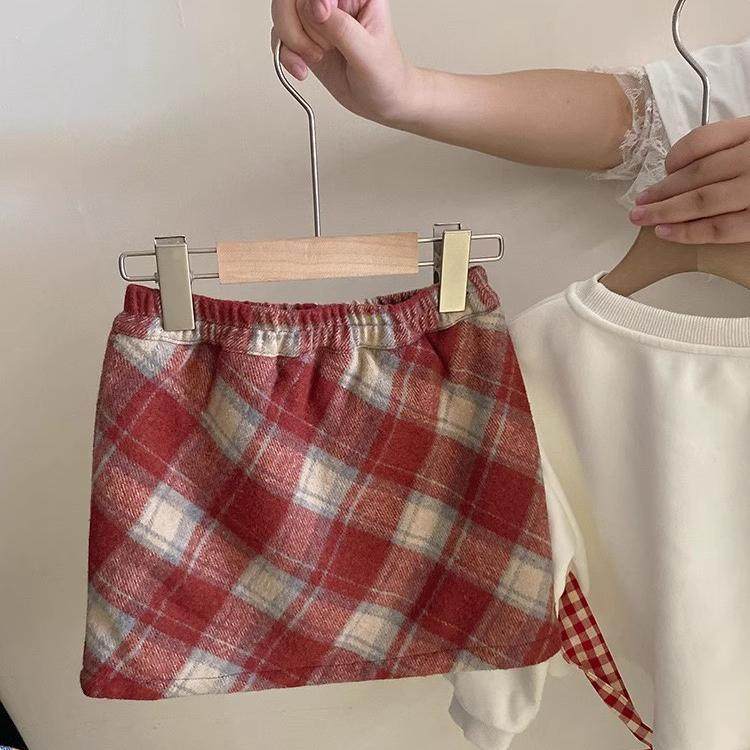 红色格子裙女童春秋冬jk复古气质学院风包臀A字裙毛呢格纹半身裙9,童装/婴儿装/亲子装,半身裙,淘宝优惠券,粉丝福利购,淘宝优惠卷