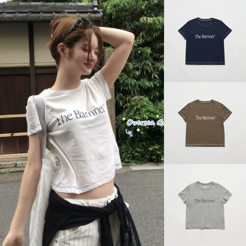 撞色字母印花圆领短袖T恤上衣女