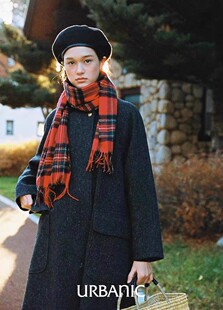 国内现货 urbanic30 韩版简约优雅宽松人字纹毛呢羊毛大衣外套女