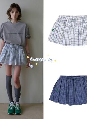 现货 nocontent 2025夏季新款 百搭格纹松紧腰抽绳短裙半身裙