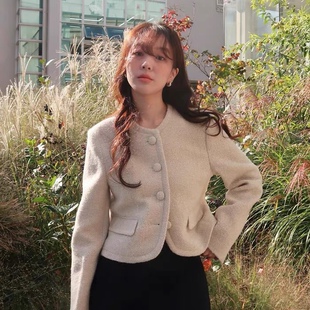 现货 marron edition 24新款 小香风韩版气质圆领短款外套上衣女