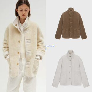 现货 monoha 2024冬季新品 洋气两面穿皮毛一体翻领单排扣外套女