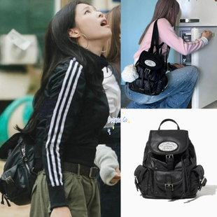 现货 lotsyou 金智妮 jennie同款 学院风小巧通勤抽绳双肩背包女