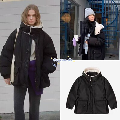 拉链保暖百搭纯色连帽羽绒服外套