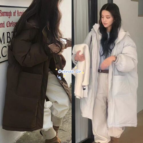 羽绒服连帽中长款休闲保暖外套女