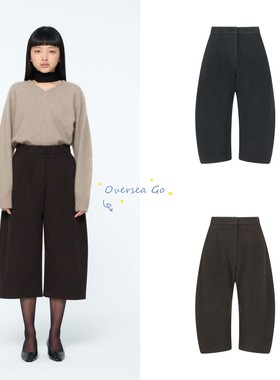 现货 amomento 25新款 Curved Culotte 羊毛弯刀裤休闲裤七分裤女