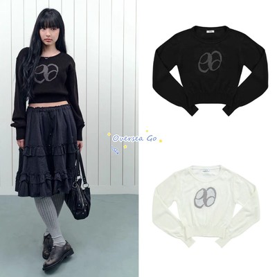 现货 ason 2025冬季新款 韩系洋气百搭字母短款软糯针织衫毛衣女