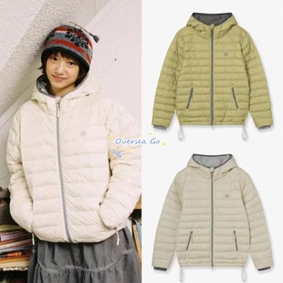 现货 aeae 2025秋冬新款logo印花连帽排骨保暖拉链羽绒服外套女