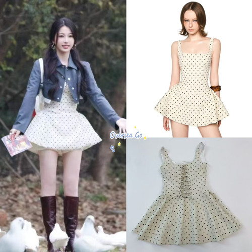 jennie同款法式波点背心连衣裙