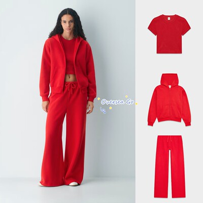 本命年红色短袖t恤连帽卫衣