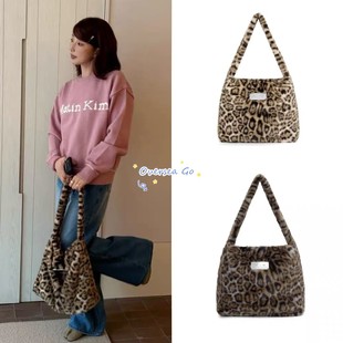 宁艺卓同款 kim 豹纹包毛绒单肩手提包腋下包托特包女 matin 现货