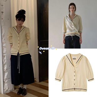 现货 viaplain 2025秋季新款 海军领宽松单排扣翻领中长袖衬衫女