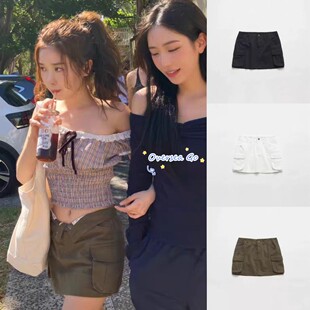 现货 韩国the barnnet 26新款八奶复古纯色A字工装牛仔半身裙短裙