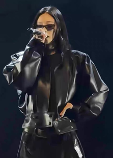 现货 金智妮Jennie同款~复古束腰短款黑色皮衣时尚百搭夹克外套女