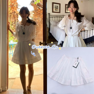 现货韩国 The barnnet 八奶 fever同款 白色百褶裙半身裙a字短裙